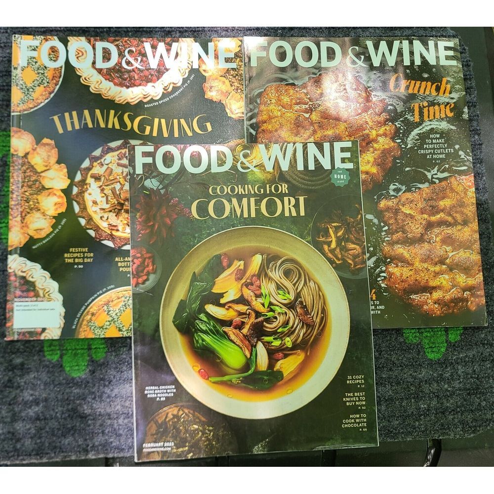 Food & Wine Magazines Lot Of 3 Cooking Recipe Taste Travel Dining Dinner‎ Supper